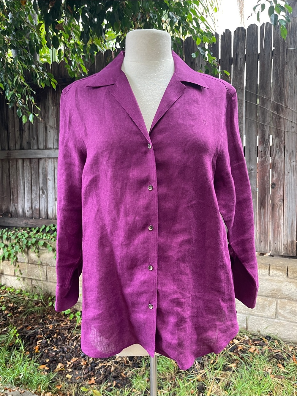 Lauren Ralph Lauren 100% linen button down shirt Classic Preppy minimalist fall